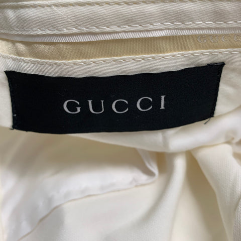 GUCCI Poitrine Taille 40 Beige Solide Coton Revers Cranté 32 29 Costume