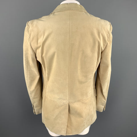 YVES SAINT LAURENT Rive Gauche Size 42 Natural Suede Notch Lapel Jacket