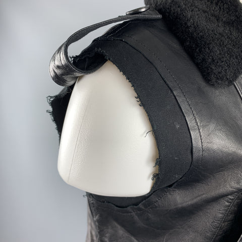 YOHJI YAMAMOTO Size M Black Leather Solid Sheep Skin Biker Vest (Outerwear)