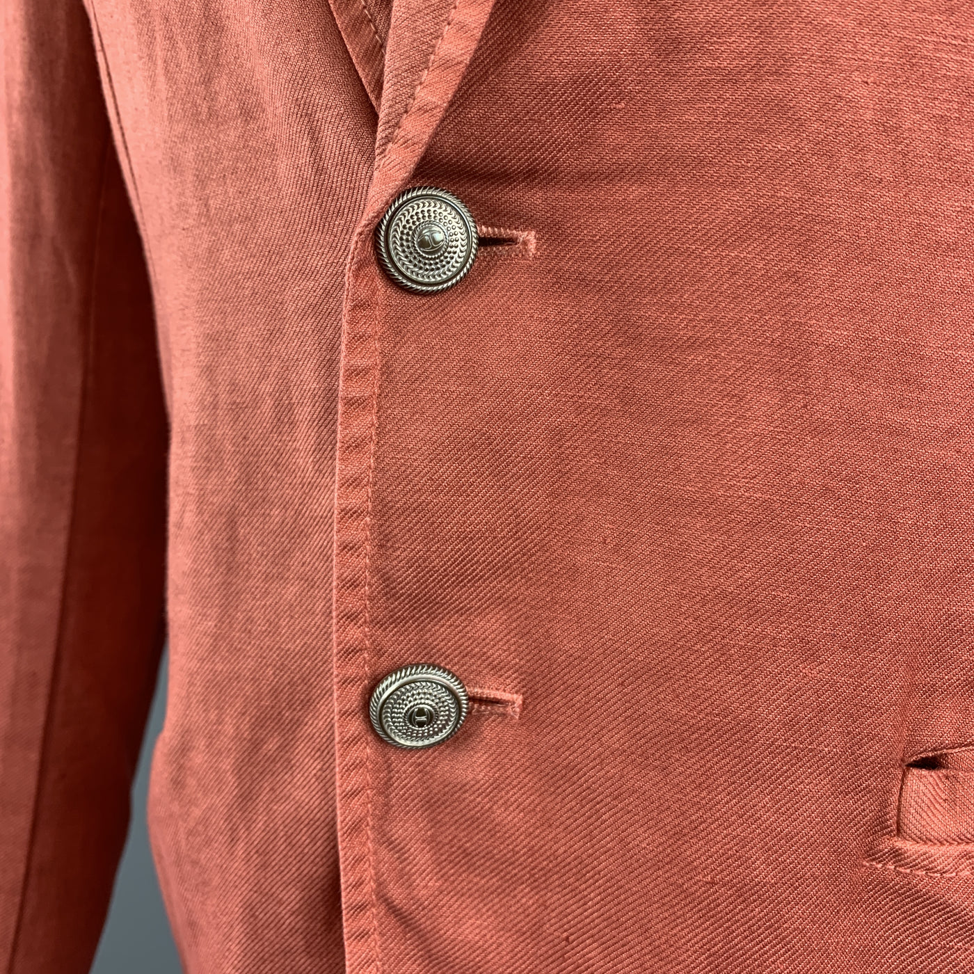 JUST CAVALLI Washed Brick Red Cotton / Linen Notch Lapel Sport Coat