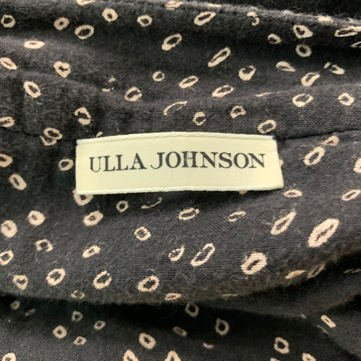 ULLA JOHNSON Size 2 Black Cream Cotton Dots Cap Sleeves Jumpsuits