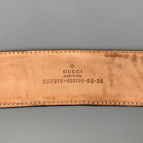GUCCI Size 38 Brown Embossed Leather Belt