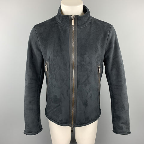 EMPORIO ARMANI Talla S Chaqueta negra de poliéster / nailon con cremallera completa y mangas con cremallera