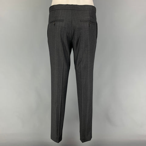 DSQUARED2 Size 38 Dark Gray Blue Stripe Wool Peak Lapel Suit