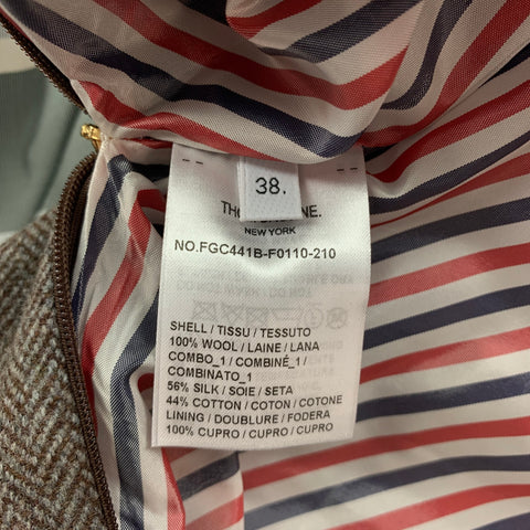 THOM BROWNE Taille 2 Jupe en laine d'agneau gris marron plissée sous le genou