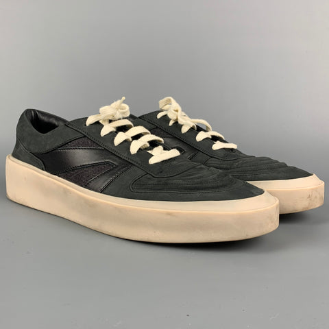 FEAR OF GOD Baskets à lacets en cuir noir et anthracite taille 11