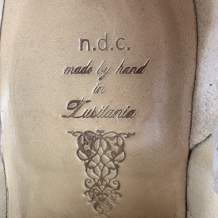 N.D.C. Size 10.5 Khaki Distressed Suede Wingtip Lace Up Shoes