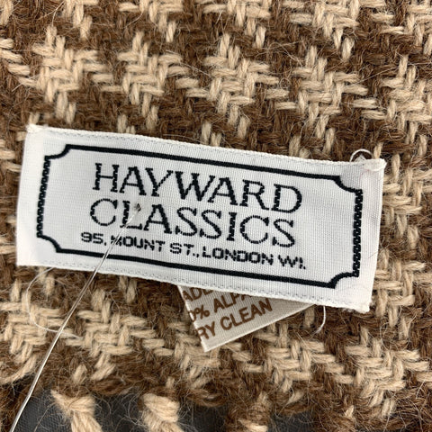HAYWARD LONDON Brown & Beige Houndstooth Woven Alpaca Fringe Scarf