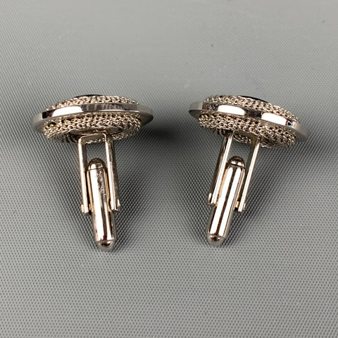 Boutons de manchette texturés VINTAGE argent noir