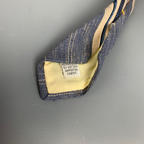 VINTAGE Blue & Taupe Diagonal Stripe Polyester Blend Tie
