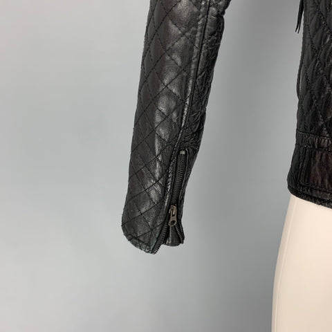 SERGE PARIENTE Size S Black Quilted Biker Jacket