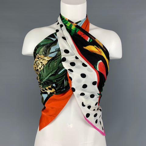 DOLCE &amp; GABBANA Blusa sin tirantes con pañuelo de seda multicolor talla 6