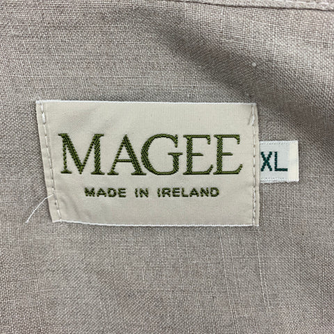 MAGEE Size XL Oatmeal Linen Long Sleeve Shirt