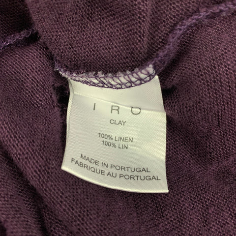 IRO Size XS Purple Distressed Linen Crew-Neck Clay T-shirt