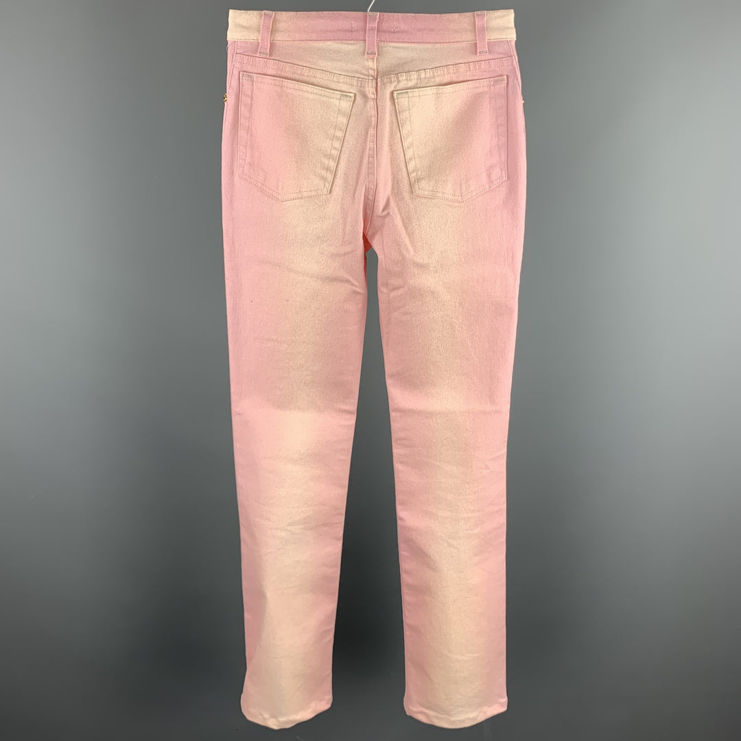 ROBERTO CAVALLI Size XS Pink Ombre Cotton Blend Zip Up Jeans