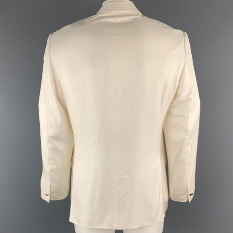 VERSACE -COLLECTION Taille de poitrine 44 Manteau de sport à revers en soie texturée blanc cassé