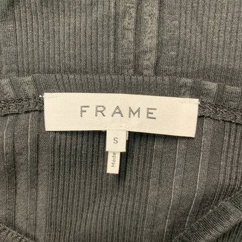 FRAME Taille S Haut décontracté côtelé à manches courtes en mélange de modal noir