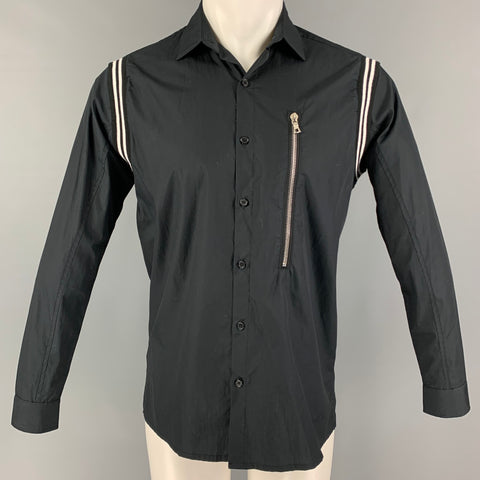 STAMPD Size XS Black White Cotton Button Up Long Sleeve Shirt