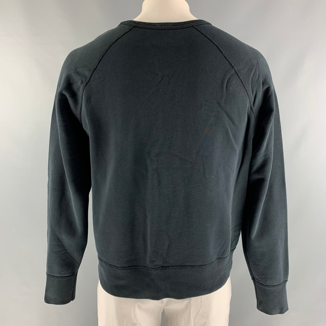 ACNE STUDIOS Size L Black Solid Cotton Crew-Neck Sweatshirt