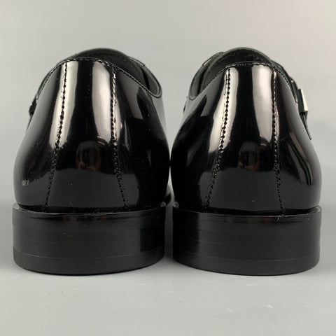 VERSACE COLLECTION Size 7 Black Patent Leather Monk Strap Loafers