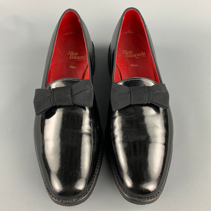 ALLAN EDMONDS Ritz Size 10.5 Black Patent Leather Tuxedo Loafers