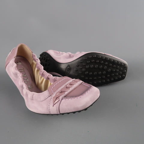 TOD'S Size 4 Lavender Purple Suede Driver Sole Loafer Flats