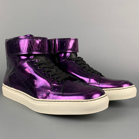 ALEJANDRO INGELMO Taille 10.5 Baskets montantes en cuir métallisé Purple Plum Galaxy