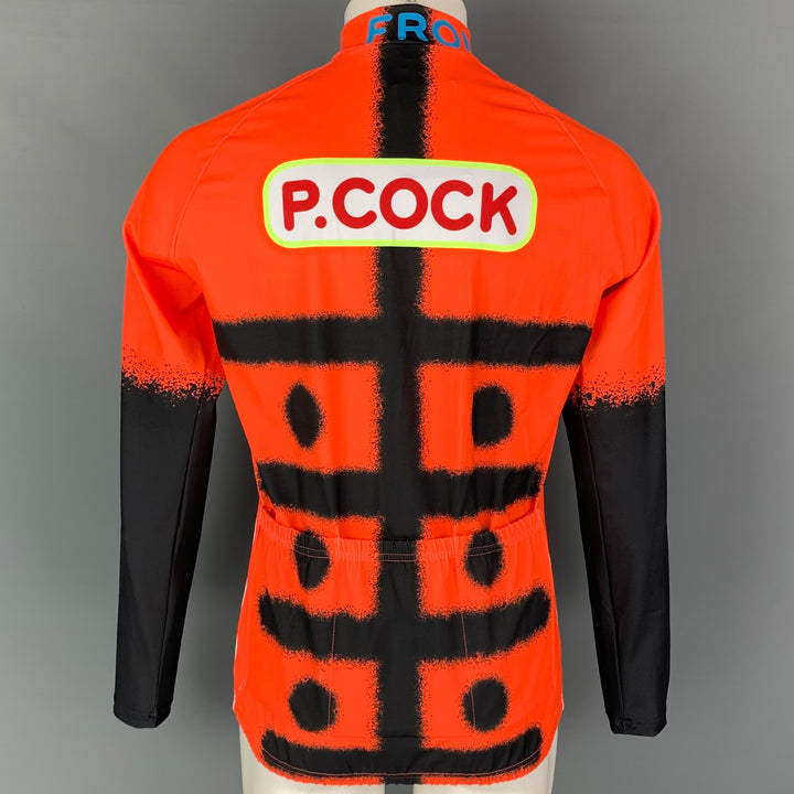 WALTER VAN BEIRENDONCK SS22 Size L Orange Graphic Nylon Jersey Bike Top