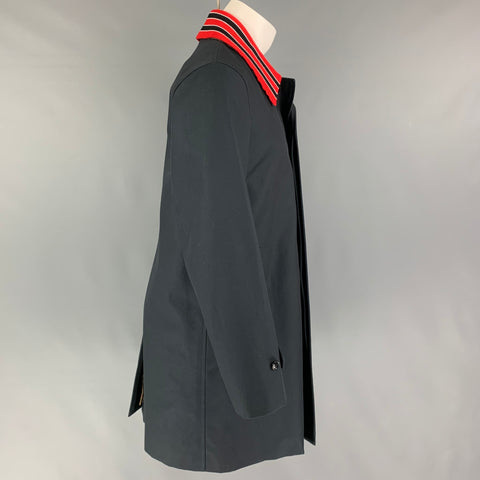 BURBERRY LONDON Size 40 Black Red Mixed Fabrics Cotton Coat