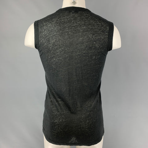 IRO Tissa Size S Black Solid Linen Sleeveless Tank Top