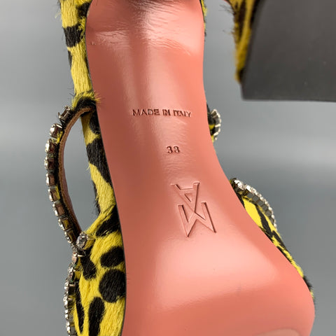 AMINA MUADDI Size 8 Yellow & Black Animal Print Pony Hair Leopard Pumps
