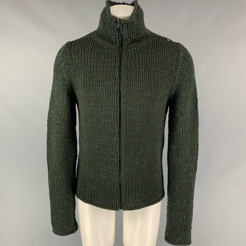 COLECCIÓN CALVIN KLEIN Talla M Cárdigan con cremallera en mezcla de lana verde y azul