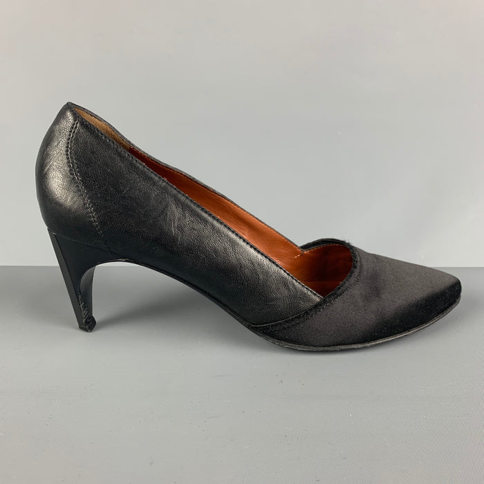 LANVIN Size 9 Black Satin Solid Pumps