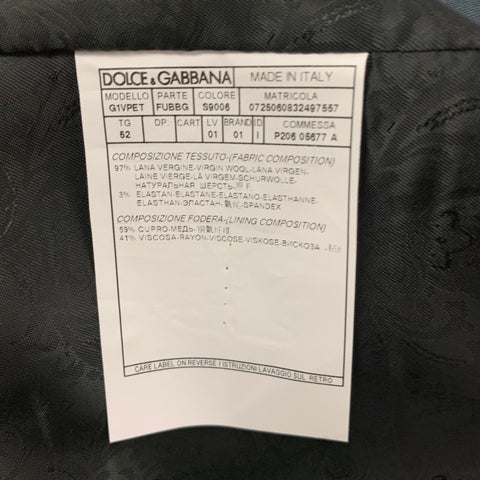 DOLCE & GABBANA Size 42 R Black Blue Two Toned Virgin Wool Tuxedo 3 Piece Suit