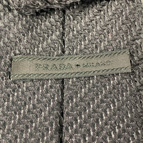 PRADA Black Textured Silk Tie