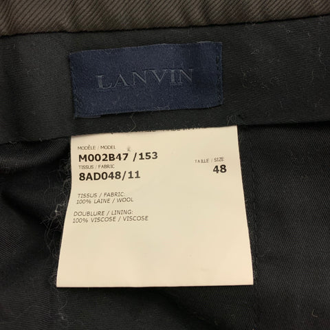 LANVIN Size 38 Grey Grid Wool Notch Lapel Suit