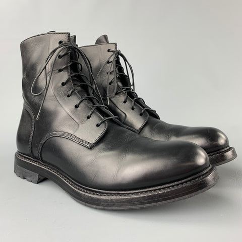 FRANCESCHETTI Size 8.5 Black Leather Lace Up Ankle Boots