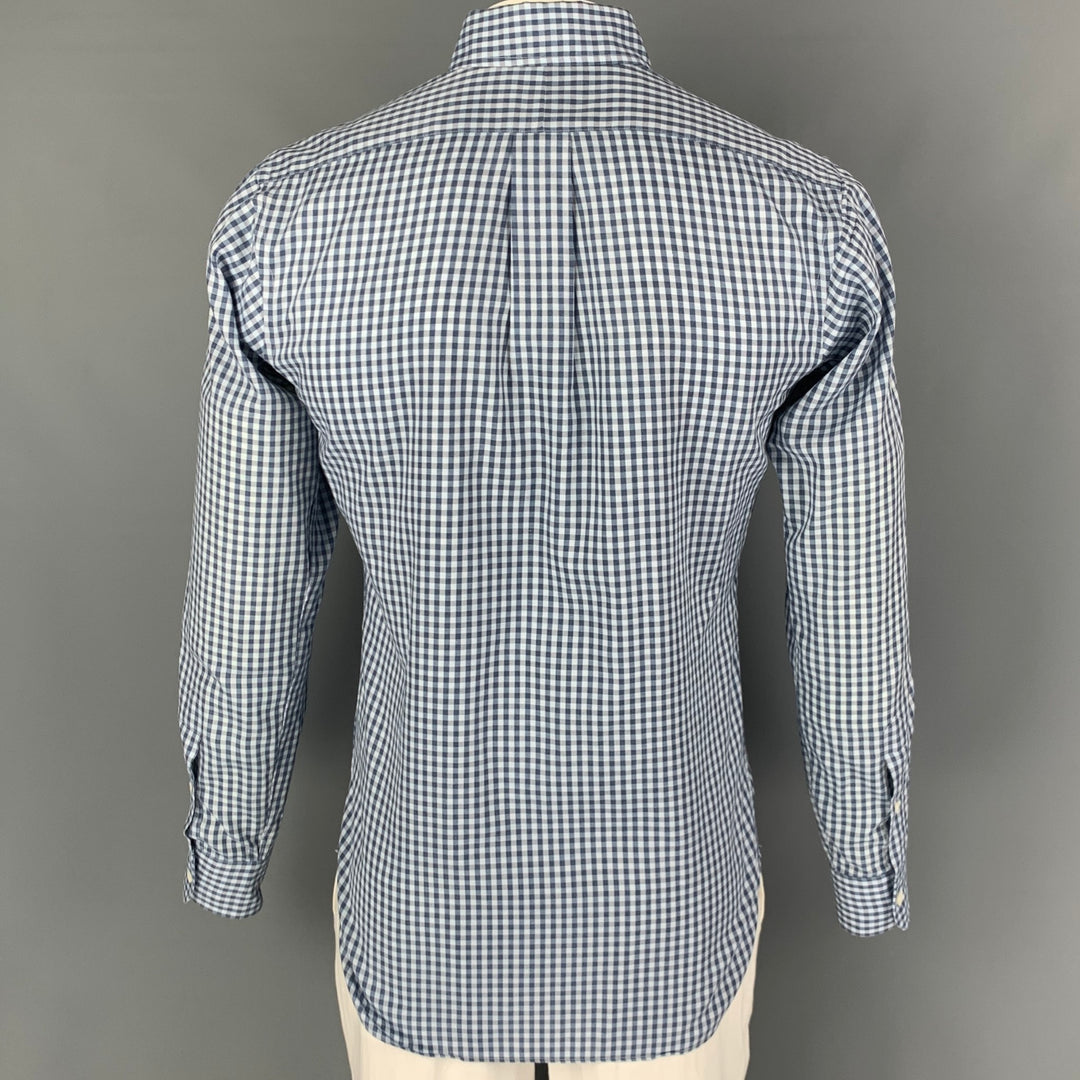 HAMILTON Size L Blue & Light Blue Gingham Long Sleeve Shirt