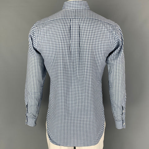 HAMILTON Size L Blue & Light Blue Gingham Long Sleeve Shirt