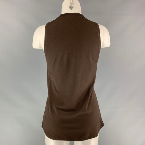 BRUNELLO CUCINELLI Size M Brown Silk Blend V-neck T-Shirt