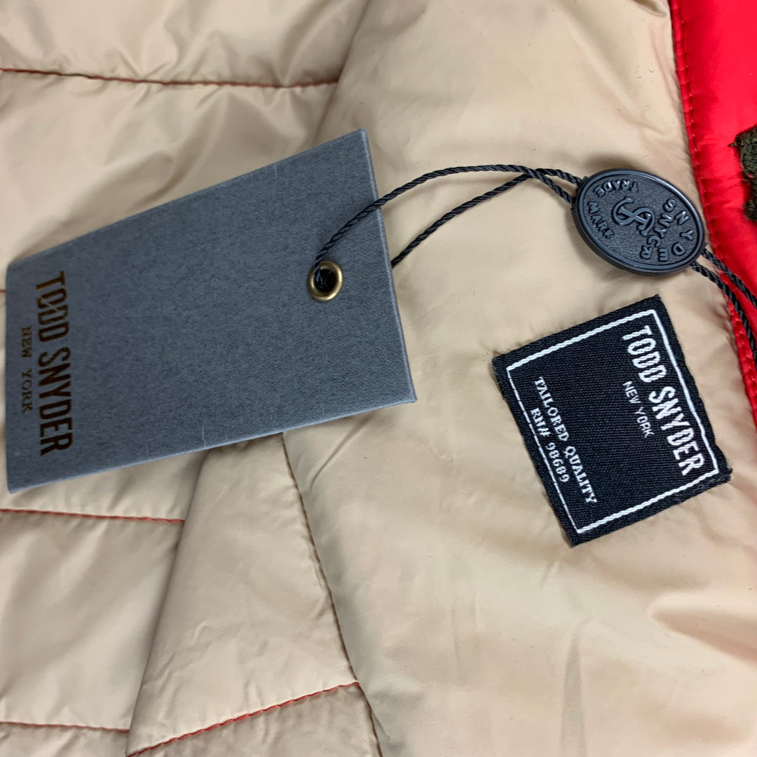 TODD SNYDER Size M Red Quilted Nylon Shirt Jacket Long Sleeve Shirt