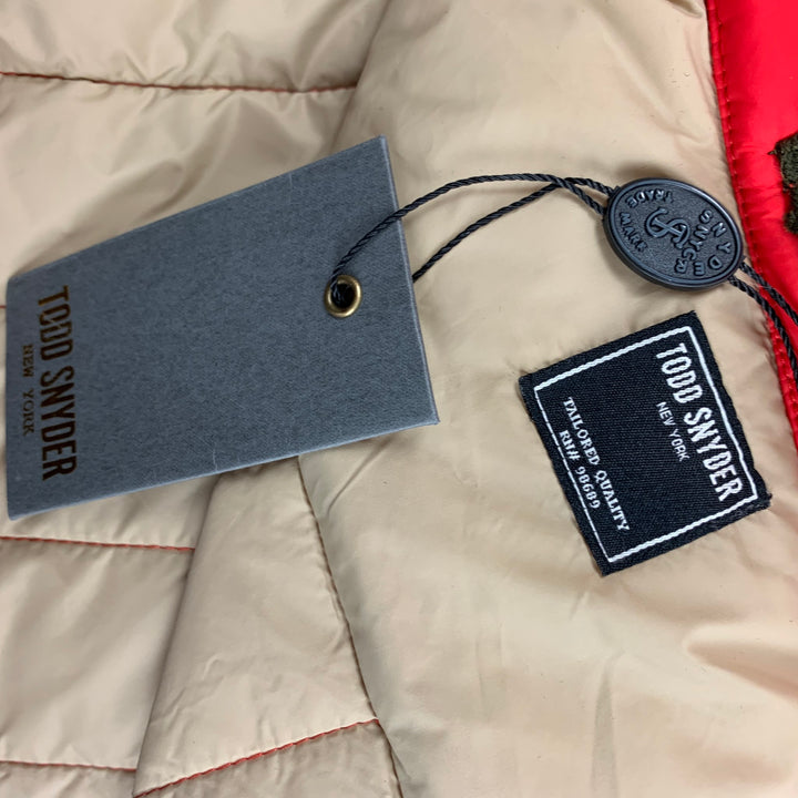 TODD SNYDER Size M Red Quilted Nylon Shirt Jacket Long Sleeve Shirt