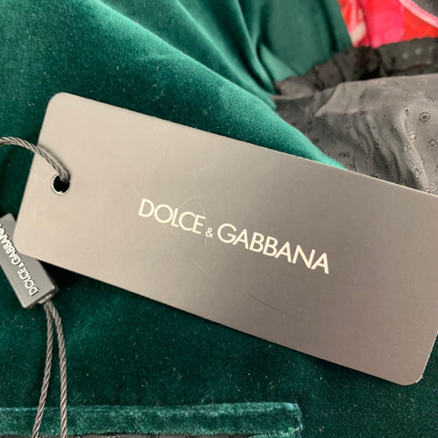 DOLCE & GABBANA S/S 18 Size 38 Green & Red Floral Silk / Cotton Sport Coat