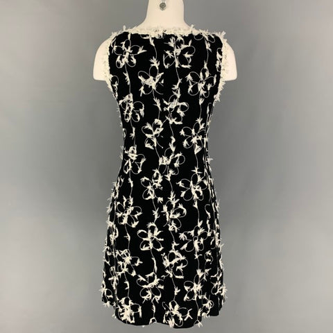 CHEAP and CHIC by MOSCHINO Size 6 Black White Cotton Blend Aplique Sleeveless Sheath Dress