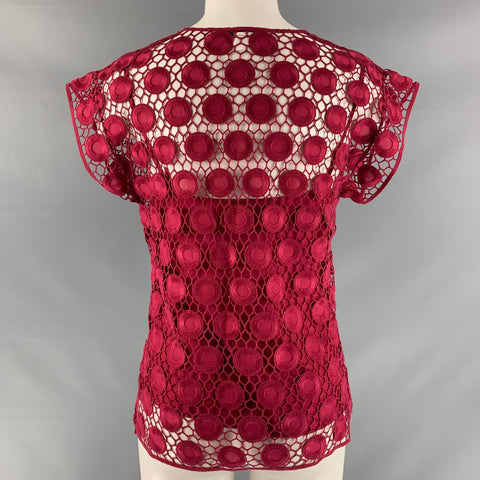MARC JACOBS Size 2 Raspberry Cotton Eyelet Sleeveless Dress Top