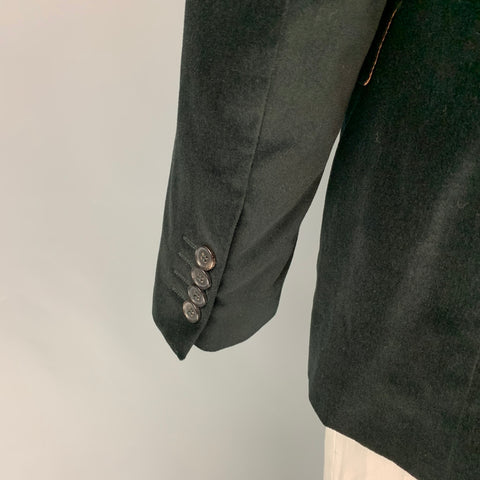 BILLY REID Size 42 Regular Black Velvet Cotton Peak Lapel Sport Coat
