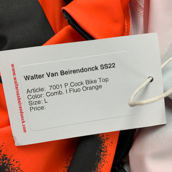 WALTER VAN BEIRENDONCK SS22 Size L Orange Graphic Nylon Jersey Bike Top