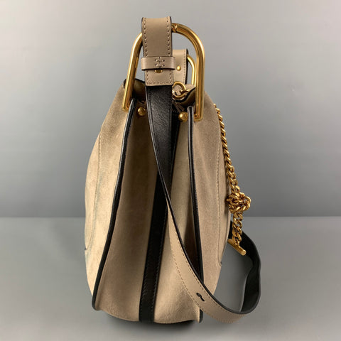 CHLOE Taupe Suede Cross Body Hayley Handbag