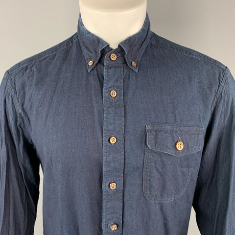 45rpm Size M Indigo Wash Dyed Cotton Button Down Long Sleeve Shirt