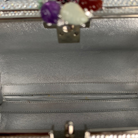 Vintage JUDITH LEIBER Silver Rhinestones Clutch Handbag